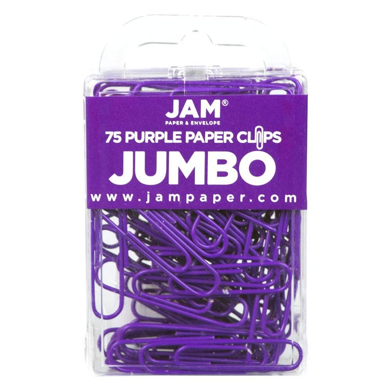 JAM Paper مشابك ورق جام ملونة كبيرة - 2 بوصة - مشابك ورق بنفسجية - 75/عبوة - Image 1